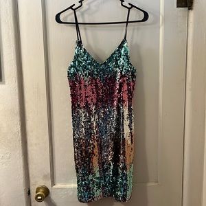 Multi Sequins Mini Dress